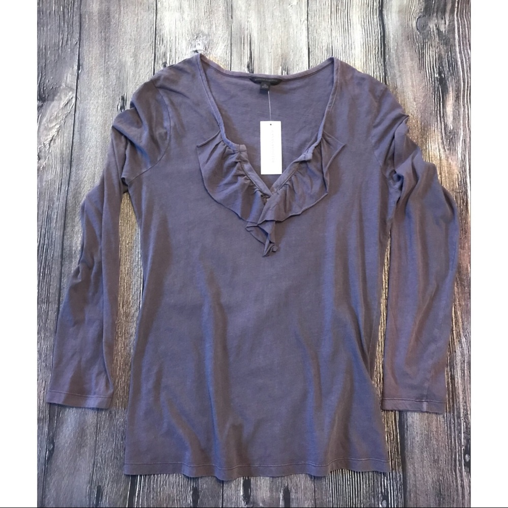 Banana Republic purple L/S ruffle tee size XL